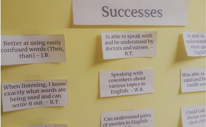 Written notes listing student successes
